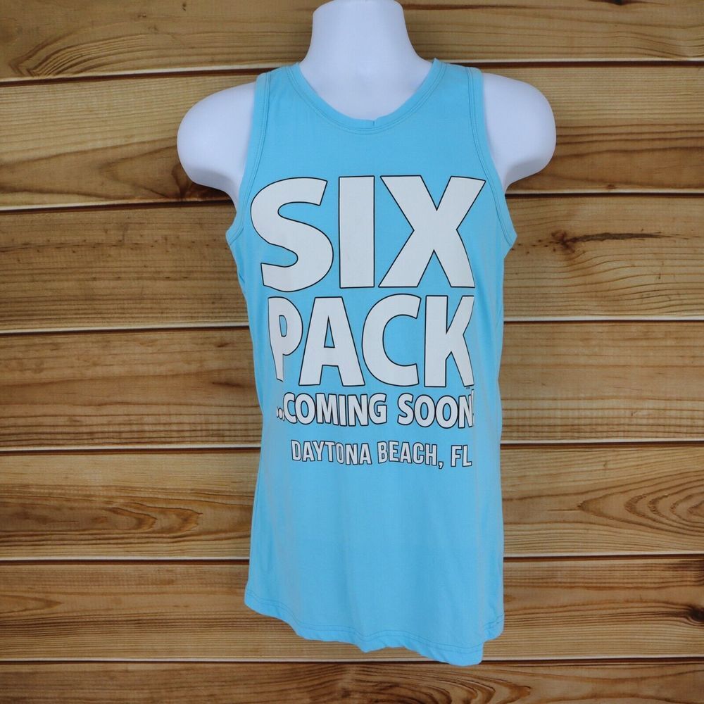 Pacific Surf Daytona Beach Tank Top Shirt Mens Size‎ S Blue Six Pack Coming Soon